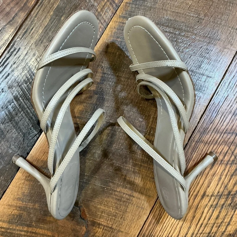 Massimo Dutti Beige Leather Strappy Heeled Sandals Women’s 39 (US 8.5)